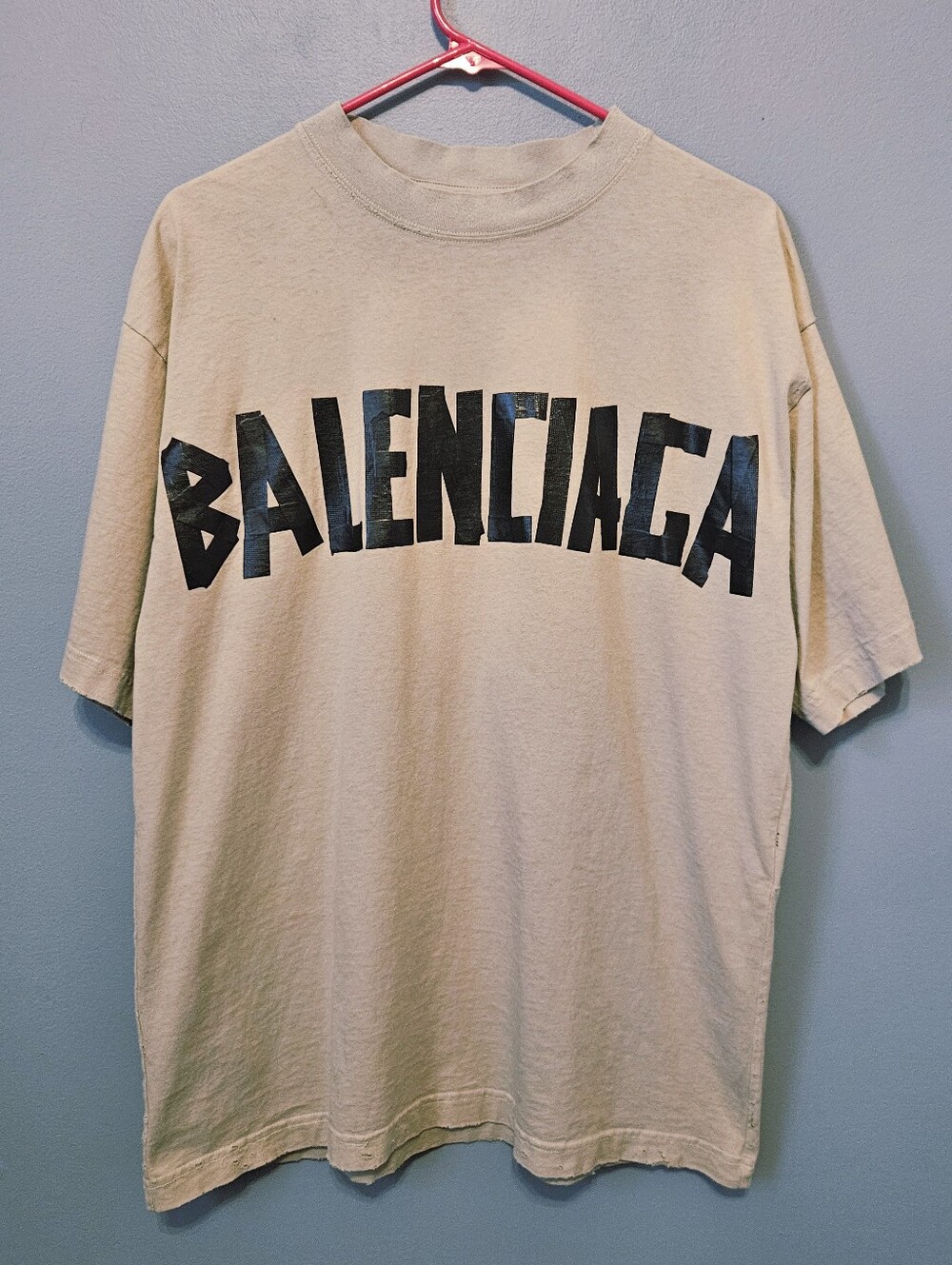 BALENCIAGA Tape Type Logo Beige T-shirt XS Tee